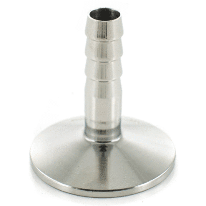 1.5" Tri-Clamp Ferrule with 10mm ID Hose Barb in SS304 Stainless Steel