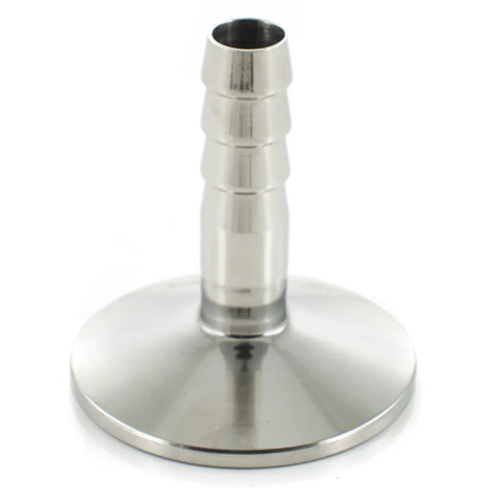 1.5" Tri-Clamp Ferrule with 10mm ID Hose Barb in SS304 Stainless Steel