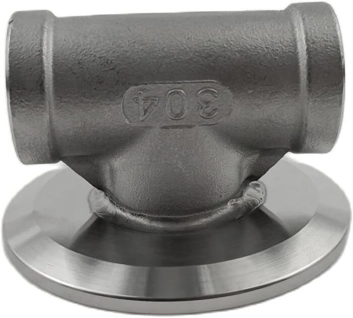 1.5" Tri Clamp Lid with 1/2" NPT Female Through Tee Connection - SS304 Stainless Steel Home Brewing Fitting