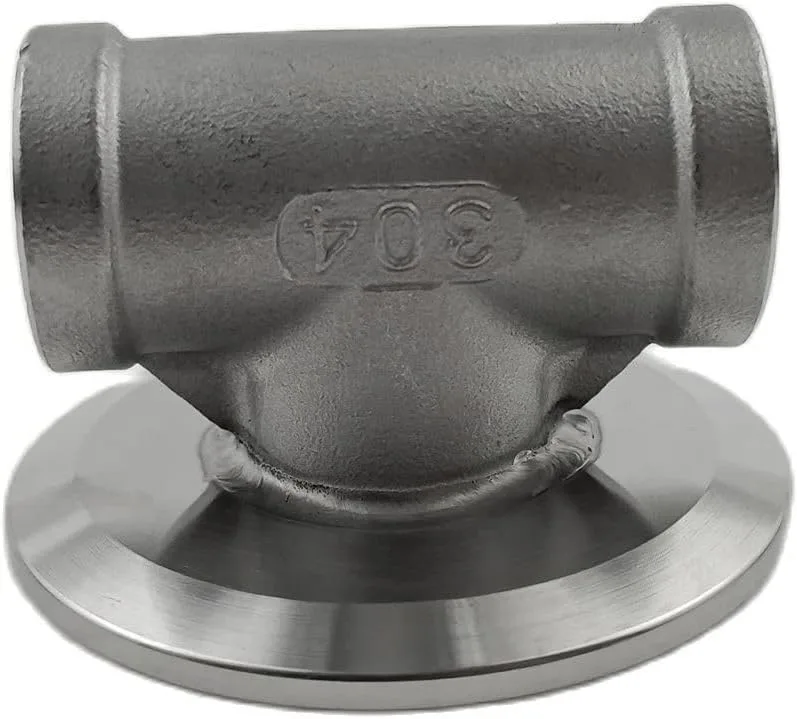 1.5" Tri Clamp Lid with 1/2" NPT Female Through Tee Connection - SS304 Stainless Steel Home Brewing Fitting