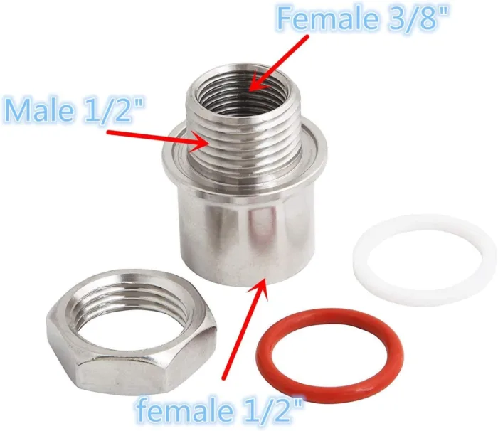 61L3fcqb8PL._AC_SL1356 Weldless Stainless Steel Bulkhead FPT 1/2" for Homebrew: Ideal for Beer Kettle Valve, Bi-metal Thermometer, Keg, Kettle Faucet, and Fermenter