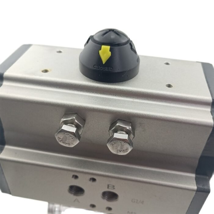 Válvula de bola accionada DN40_14 Válvula de bola roscada FNPT de 3 piezas de acero inoxidable atornillada y doble efecto NC accionada neumáticamente con kit de reparación