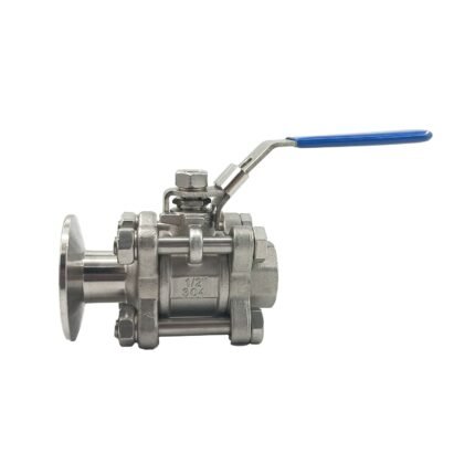 304 Stainless Steel Ball Valve, 1/2" Female NPT to 1.5" Tri Clamp Connector, PTFE Seat, Locking Handle