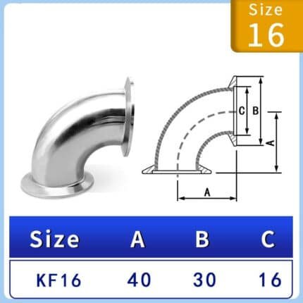 90-Degree Elbow Stainless Steel ISO-KF Flange for Vacuum Piping Systems