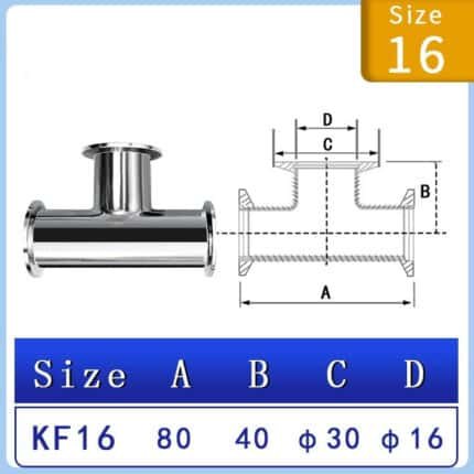 SS304 Stainless Steel ISO-KF Flange Tee Vacuum Pipe Fitting - T-Piece for KF25, KF16, KF40, and KF50