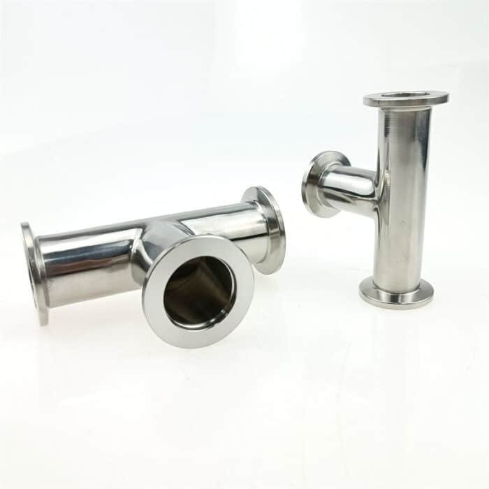 KFtee_2 SS304 Stainless Steel ISO-KF Flange Tee Vacuum Pipe Fitting - T-Piece for KF25, KF16, KF40, and KF50