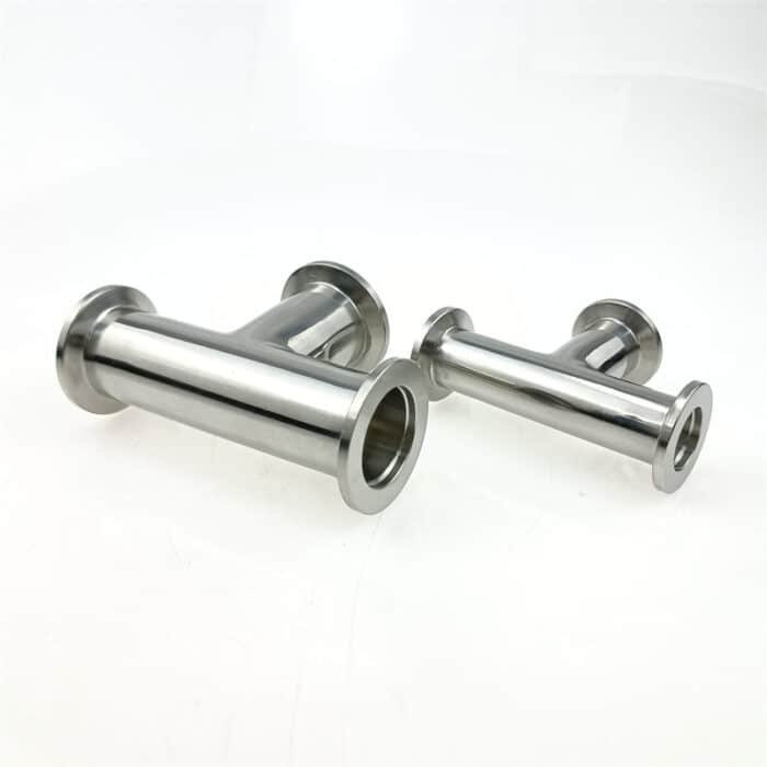KFtee_3 SS304 Stainless Steel ISO-KF Flange Tee Vacuum Pipe Fitting - T-Piece for KF25, KF16, KF40, and KF50