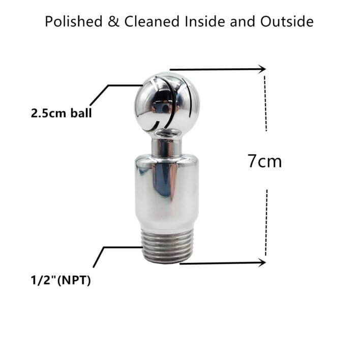 MINIsprayball_8 Mini Rotating Spray Ball with 1/2" Male NPT Connection – 304 Stainless Steel CIP