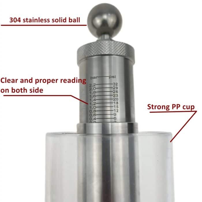 TC50_válvula_de_pulverização_3 Válvula de Spunding Tri-Clamp de 1,5 pol. com Dispositivo de Batoque do Manômetro de Diafragma