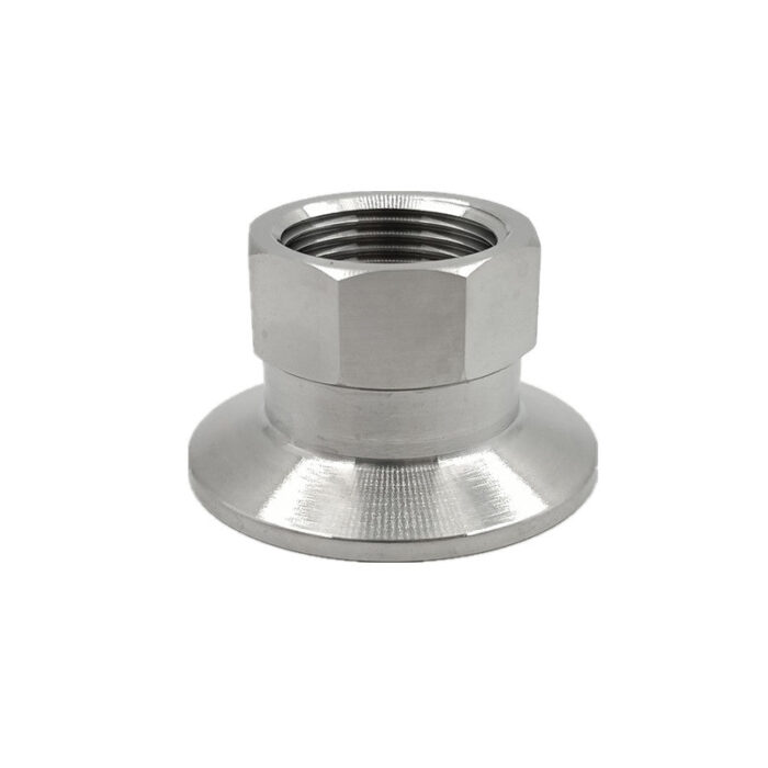 TC_BSPT_adapter 1.5" Tri Clamp to BSP Female Threaded Adapter - Stainless Steel Hexagon Design