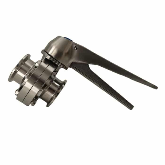 Sanitary Stainless Steel Tri Clamp Butterfly Valve with Squeeze Trigger Handle - Available in 1", 1.5", and 2" Sizes