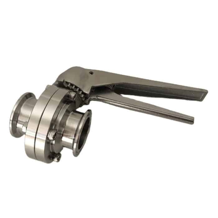 Sanitary Stainless Steel Tri Clamp Butterfly Valve with Squeeze Trigger Handle - Available in 1", 1.5", and 2" Sizes