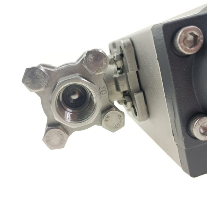 actuatedballvalve_5 Válvula de bola roscada FNPT de 3 piezas de acero inoxidable atornillada y doble efecto NC accionada neumáticamente con kit de reparación