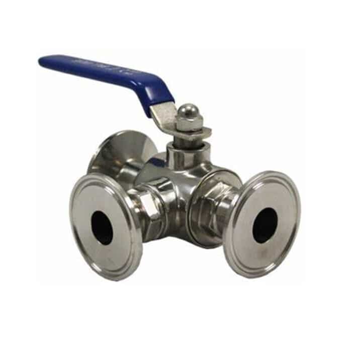 ballvalves304_1 Stainless Steel 304 Tri Clamp Sanitary 3-Way T-Port Ball Valve with PTFE Seat