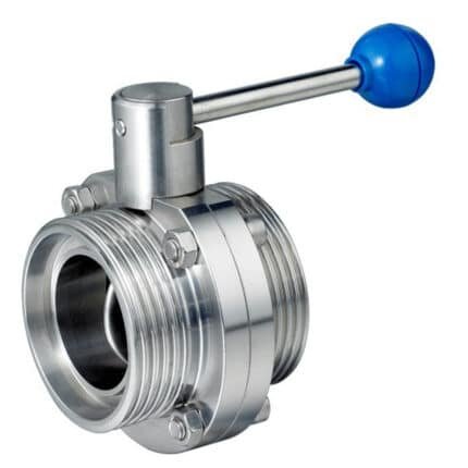Stainless Steel Manual Butterfly Valve with Pull Handle - Sanitary DIN 11851 Threaded Design