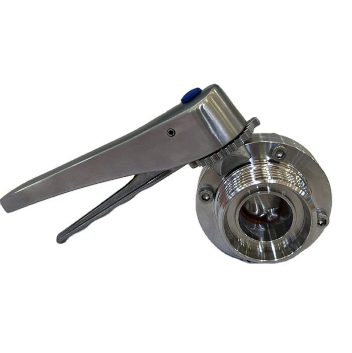 hygienicbuv_4 Stainless Steel Butterfly Valve with Male Threaded DIN11851 and Squeeze Trigger Handle