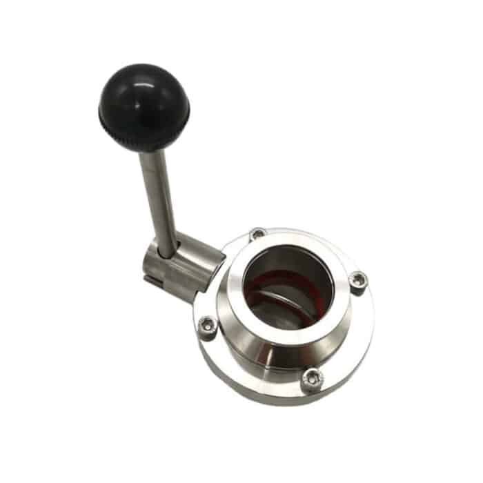 photobank_38 ISO-KF Flange Vacuum Butterfly Valve with Pull Handle, Silicone Seal, and Stainless Steel 304 Construction
