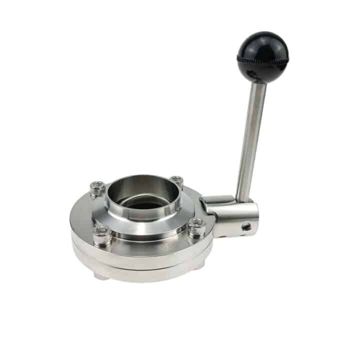 sanitarybutterflyvalve_10 Stainless Steel 304 Sanitary Butt Weld Butterfly Valve with Pull Handle