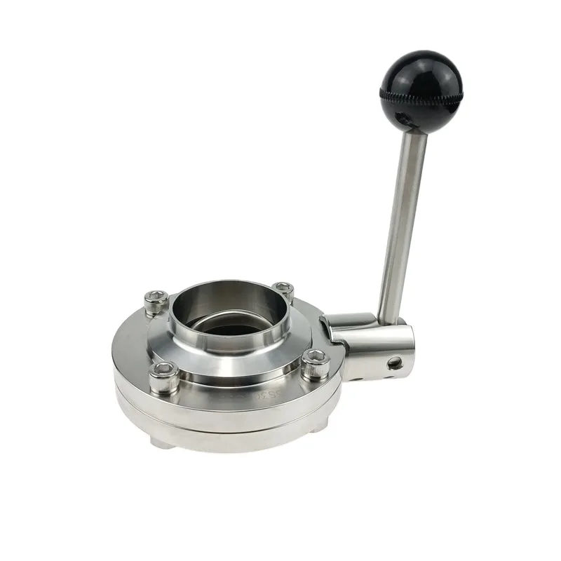 Stainless Steel 304 Sanitary Butt Weld Butterfly Valve with Pull Handle
