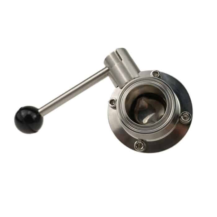 sanitarybutterflyvalve_5 Stainless Steel 304 Heavy-Duty Tri Clamp Compatible Butterfly Valve with Silicone Pull Handle