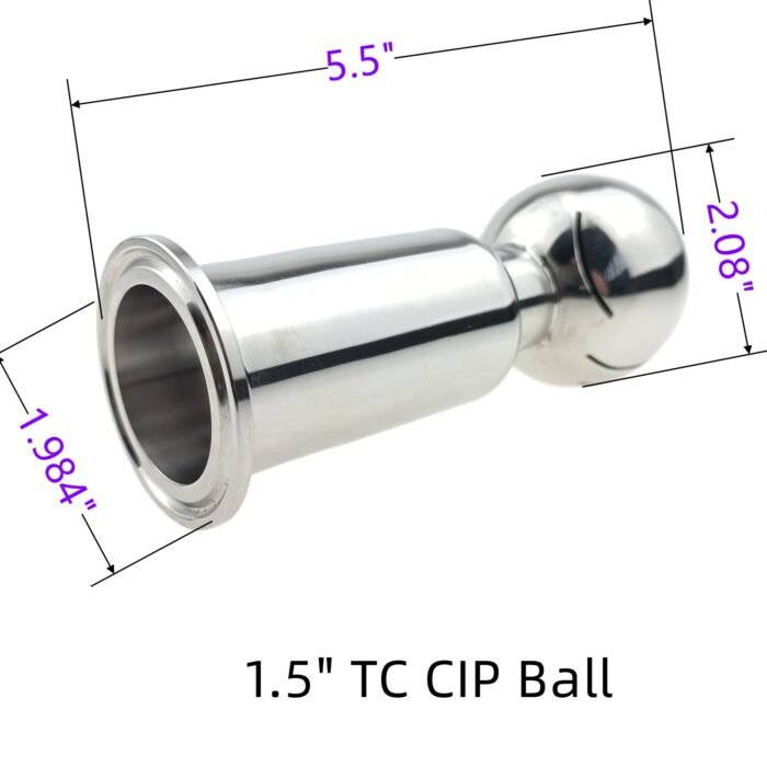 sanitarycipsprayballs 1.5" Tri Clamp Connection - 360-Degree Rotating CIP Spray Ball