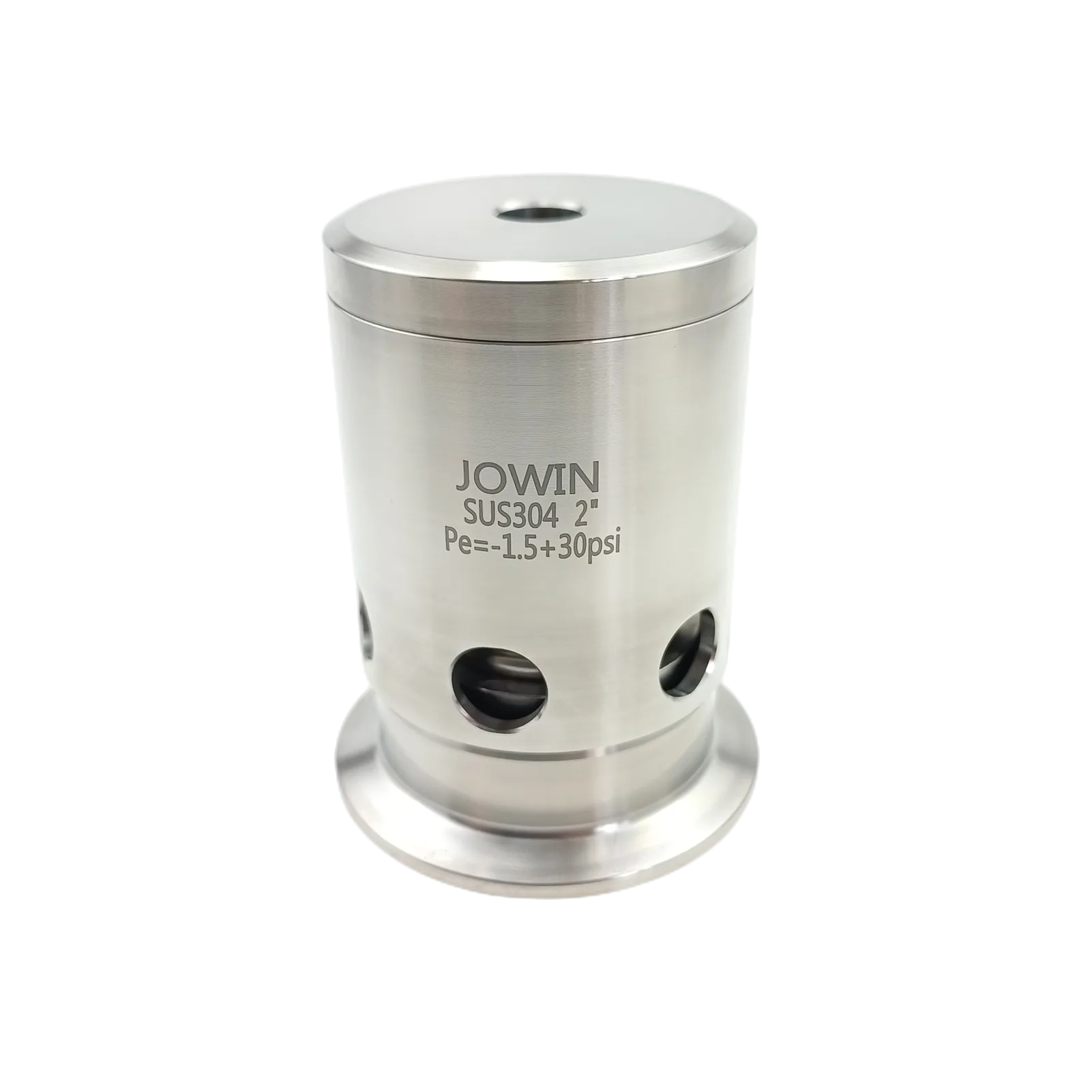 Válvula de alívio de pressão e quebra-vácuo de 2" Tri Clamp de 15 ou 30 PSI em aço inoxidável 304