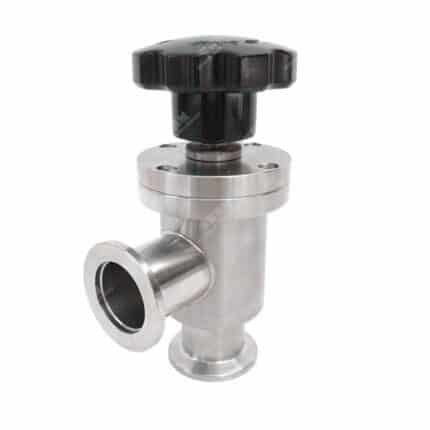 Válvula de fole manual de aço inoxidável 304 com flange KF para vácuo em ângulo reto de 90°