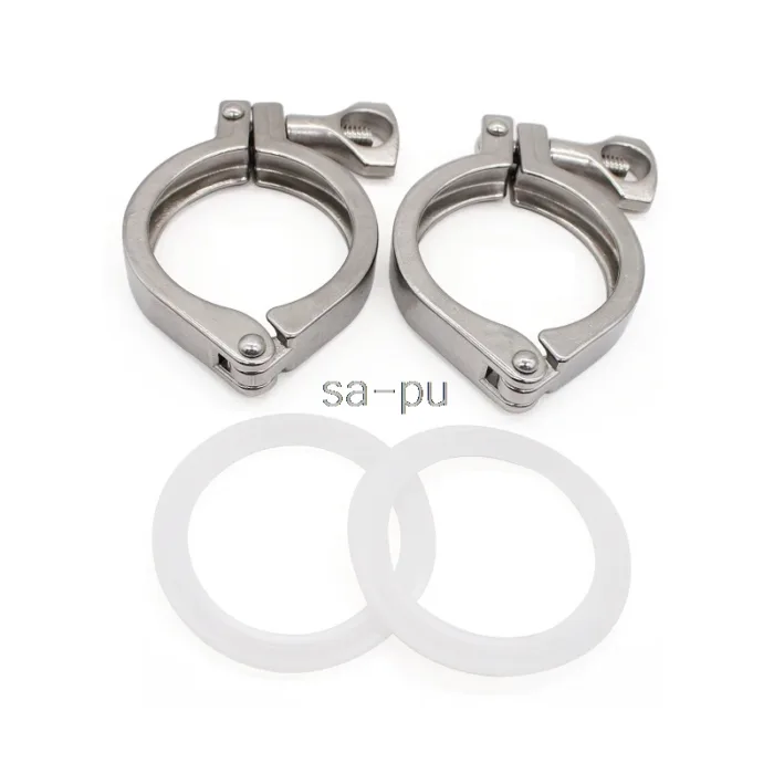 1 set 1.5" 2" 2.5" 3" Tri Clamp 50.5/64/77.5/91mm Ferrule OD SS304 Stainless Steel Tri Clover Sanitary Fitting for home Brewing